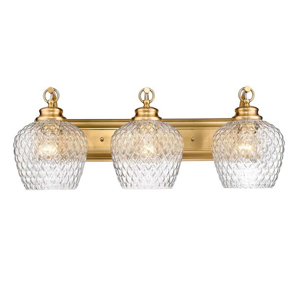 Adeline Modern Brushed Gold Three-Light Vanity Light with Clear Glass, image 2